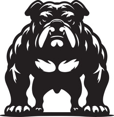 Bulldog standing silhouette vector illustration line art