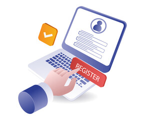 Fill in the registration form data on the online computer