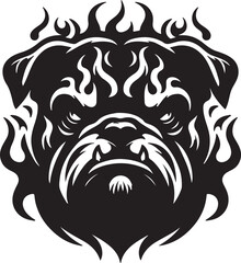 Bulldog standing silhouette vector illustration line art