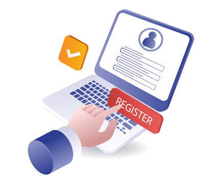 Fill in the registration form data on the online computer