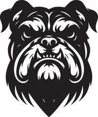Bulldog standing silhouette vector illustration line art