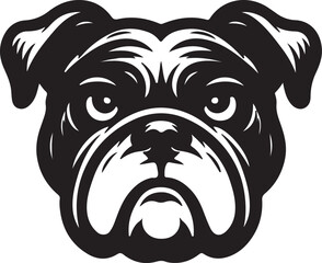 Bulldog standing silhouette vector illustration line art