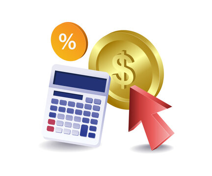 calculator, coin, arrow, percentage, finance concept clip art preview
