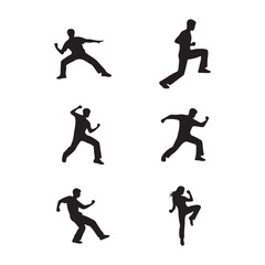 Obraz premium Kung Fu Symbol Icon Silhouette Vector Art Drawing Isolated on White Background