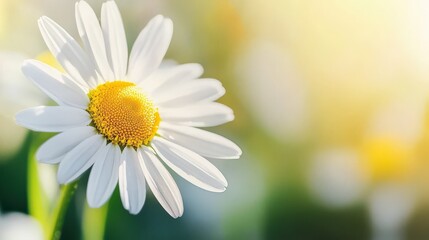 Naklejka premium Close-up of a vibrant daisy flower basking in warm sunlight.