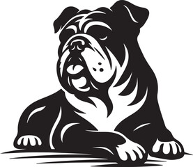 Bulldog standing silhouette vector illustration line art