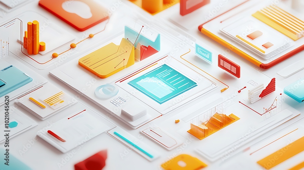 Poster abstract 3d design of data and charts