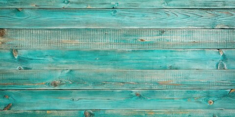 Obraz premium Distressed Aqua Blue Wooden Plank Background with Visible Grain