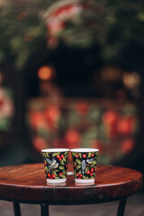 hot drink in a colored cup