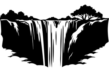 Zambian Victoria Falls Silhouette Vector Illustration Traditional Clipart