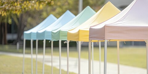 Organizing School Events in a sunny outdoor space filled with colorful tents and joyful participants