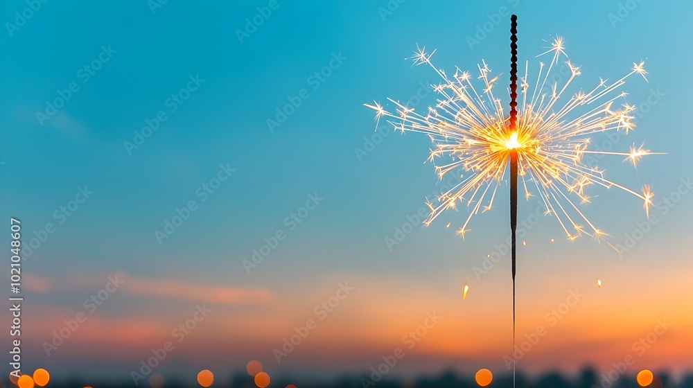 Poster vibrant sparklers lighting up the evening sky at sunset creating a mesmerizing display that symboliz