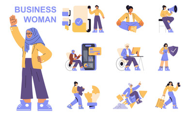 Business Woman. Flat Vector Illustration