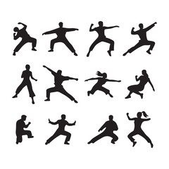 Kung Fu Symbol Icon Silhouette Vector Art Drawing Isolated on White Background
