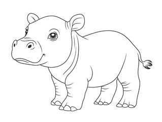 Fototapeta premium Adorable Outline of a Baby Pygmy Hippopotamus