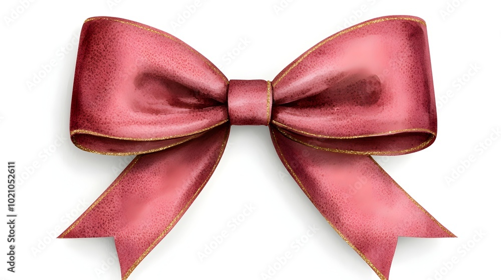 Aufkleber elegant and luxurious watercolor of a large red and gold christmas bow clipart with a ribbon element