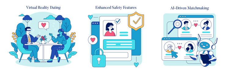 Online Dating. Flat Vector Illustration