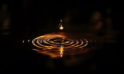Fototapeta premium Dynamic Water Droplets Isolated on Black Background – High-Speed Captures, Ripples, Splashes, and Mist in Elegant Motion