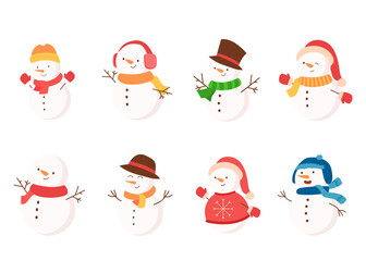 Christmas Snowman Illustration SET