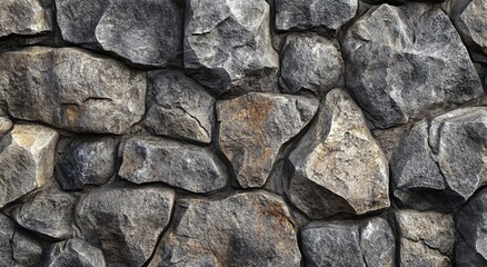 A close-up of the stone wall texture with a rough and natural rock surface.