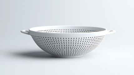 White Colander with Black Dot Pattern for Kitchen and Cooking
