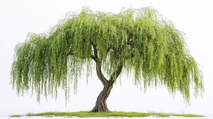 Weeping Willow Tree Against a White Background