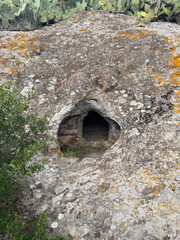 Obraz premium Domus de janas of sas Concas pre-nuragic and nuragic necropolis of Oniferi, Sardinia