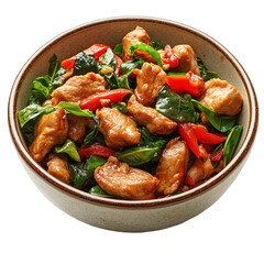 Thai pork basil stirfry in bowl