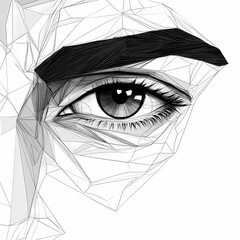 Obraz premium A stylized geometric illustration of an eye, emphasizing detail and artistic expression.