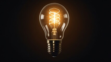 A glowing lightbulb suspended in a dark room, symbolizing a sudden moment of creative inspiration and the birth of a brilliant idea.