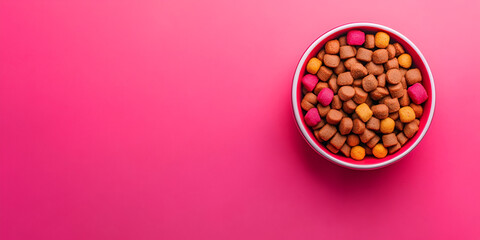 Bowl of Hazelnuts on Vibrant Pink Background