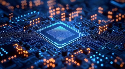 Obraz premium Digital Future: Illuminated Circuit Board with Modern Processor. Generative AI