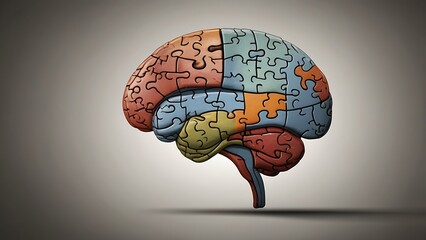 A human brain depicted as a puzzle with missing pieces, symbolizing problem-solving, learning, and the complexity of the mind.