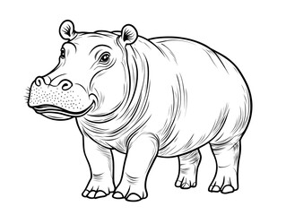 Fototapeta premium Black Outline of Pygmy Hippopotamus for Children