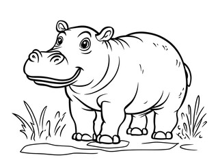 Obraz premium Cute Outline of a Pygmy Hippopotamus for Children