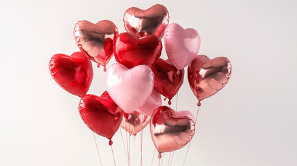Red And Pink Heart Shaped Balloons Floating