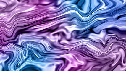 Abstract liquid metal gradient background, iridescent holographic foil, metallic luxury marble texture, line wavy wallpaper, fluid ripples, liquid metal surface blue pink violet colors.