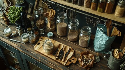 Eco-Friendly Kitchen with Natural Ingredients and Tools