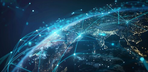 Obraz premium A secure data warehouse worldwide is a means of safeguarding digital assets for global businesses. Keyword Data Security, Global Businesses, Digital Assets, Data Warehouses, Secure Storage