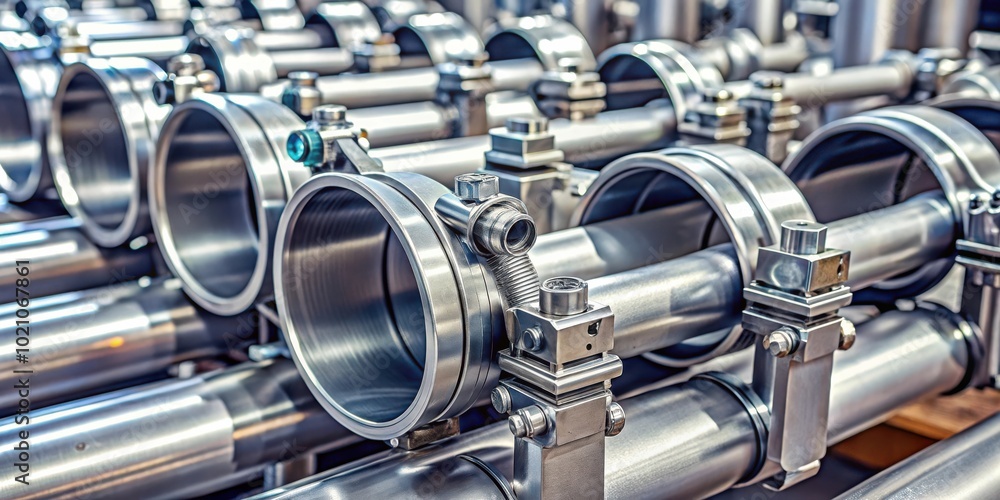 Poster Precision Machined Metal Components, a symphony of engineering prowess in a close-up view