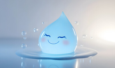 Cute Water Droplets Emoji, Playful, Expressive Faces in Splash and Ripple Forms