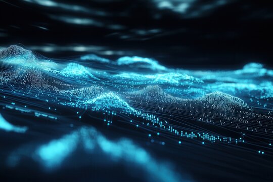Cloud Computing Konzept Digitale Vernetzung Abstrakte Darstellung Leuchtende Wolken Netzwerkverbindungen Datenspeicherung Digitalisierung Moderne Technologie IT-Infrastruktur Daten&uuml;bertragung Technolo