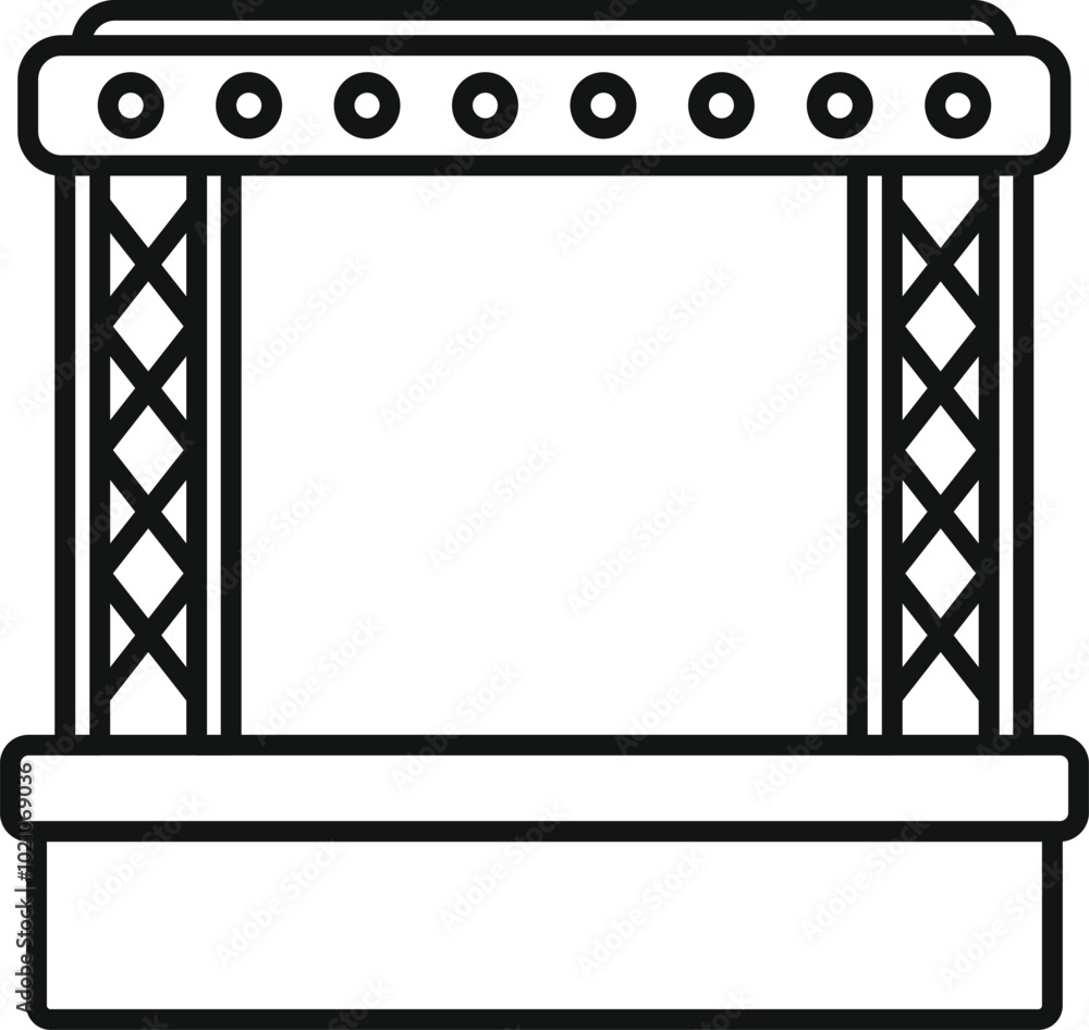 Poster simple icon of a platform with a truss system, perfect for event organization and stage design conce