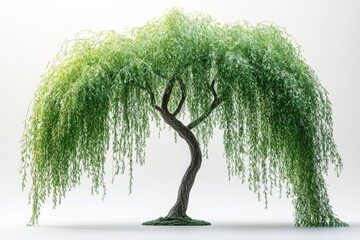 weeping willow tree with long, drooping branches 