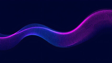 Neon glowing particle wave in blue and purple hues, Generative AI