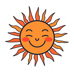 Cartoon Sun with a Happy Expression and Warm Yellow Colors, Radiating Positivity and Energy