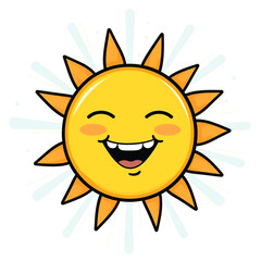 Cute Sunshine Character Illustration with a Smile and Glowing Rays in a Fun, Colorful Style