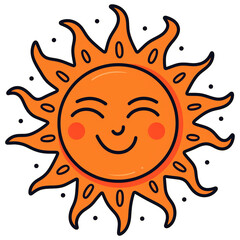 Friendly Cartoon Sun with a Big Smile, Glowing Rays, and a Fun, Joyful Expression