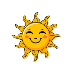 Adorable Smiling Sun Character in a Playful Cartoon Style, Radiating Warmth and Happiness