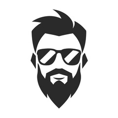 Stylized Bearded Man Silhouette Icon
Geometric Beard Man Icon with Glasses
